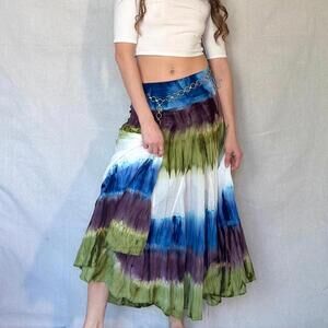Vintage Y2K Flowy Tie Dye Midi Skirt